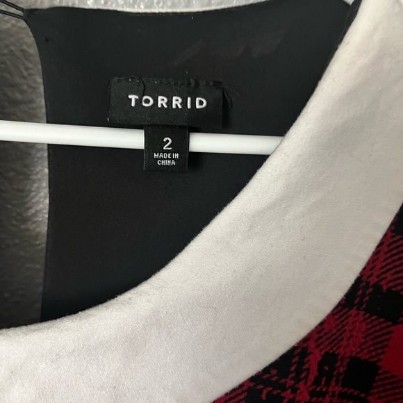Torrid Red and Black Plaid Dress with White Collar - Picture 3 of 4